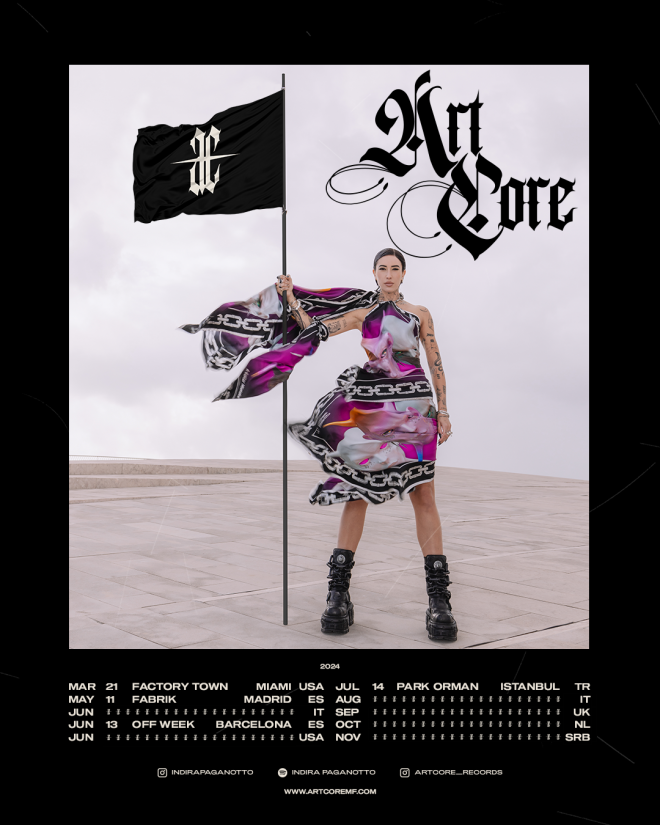 Indira Paganotto announces ten-date global ARTCORE Tour, opening with a return to Miami during Miami Music Week.